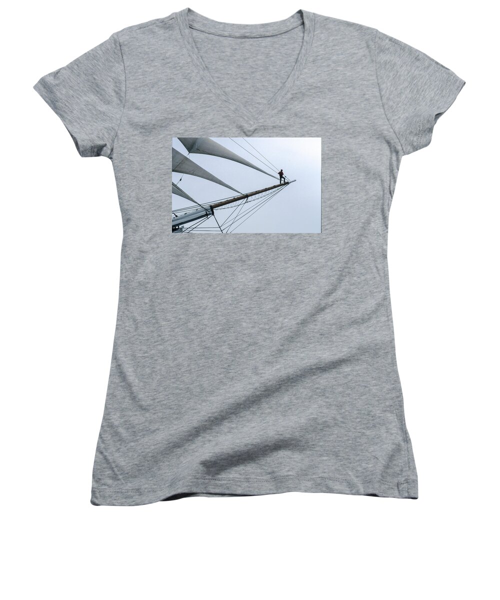 Tall Ships Women's V-Neck featuring the photograph Days gone by by David Shuler