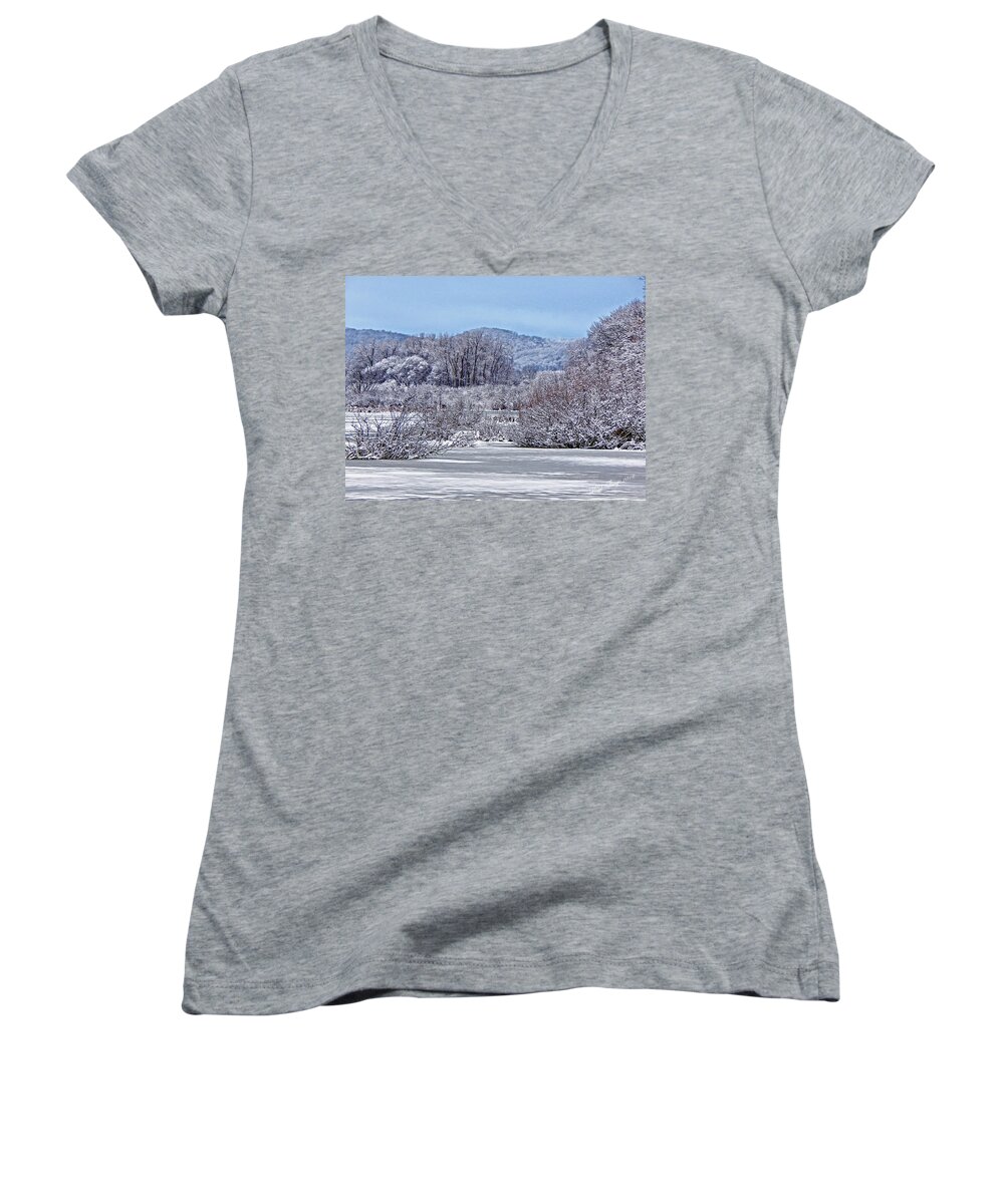 Winter Women's V-Neck featuring the photograph Deep in the Swamp by Wild Thing