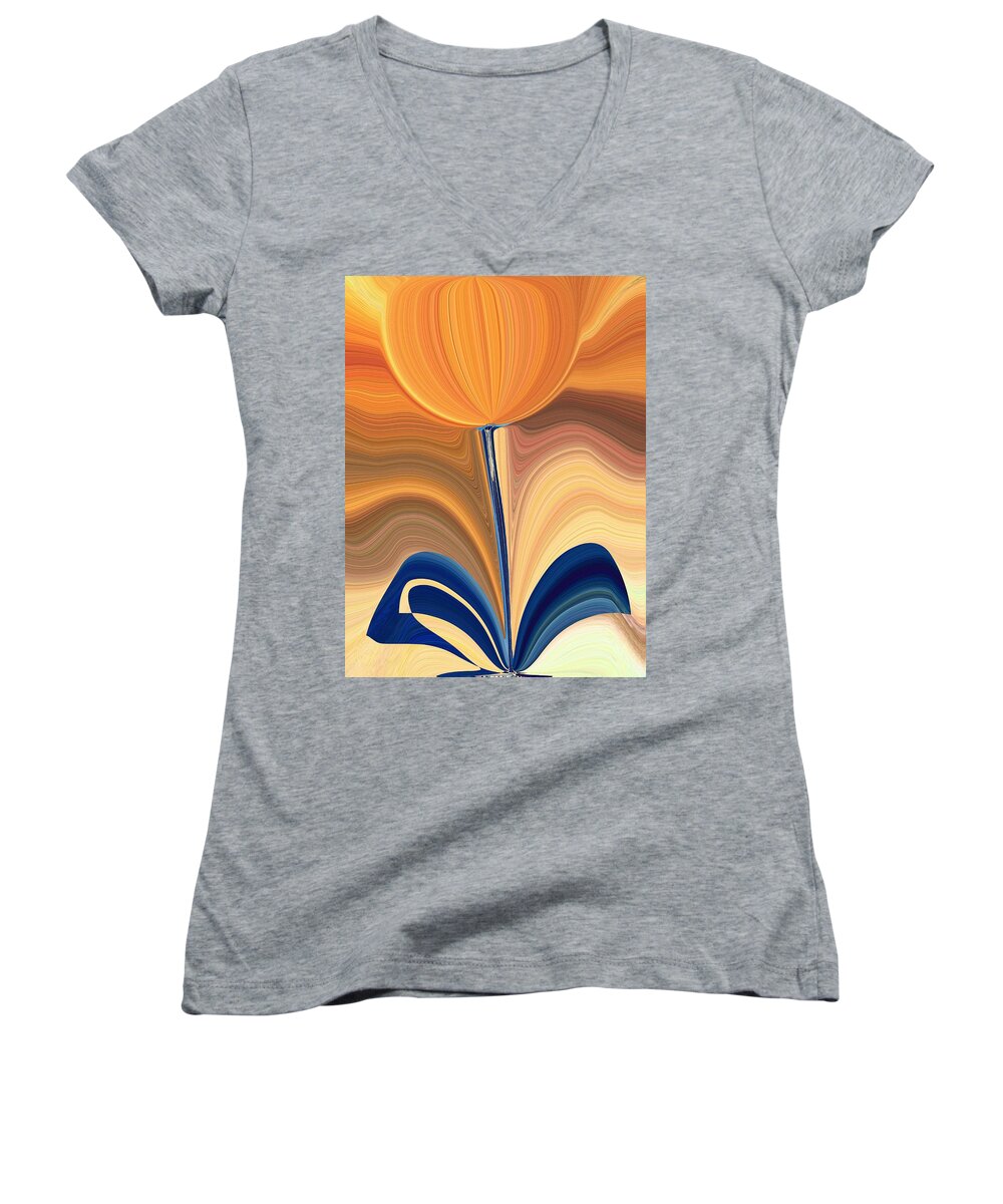 Bloom Women's V-Neck featuring the digital art Delighted by Tim Allen