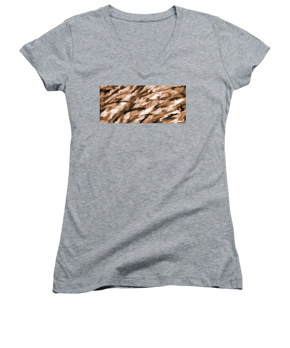 Camo Women's V-Neck featuring the painting Designer Camo in Beige by Sterling Gold