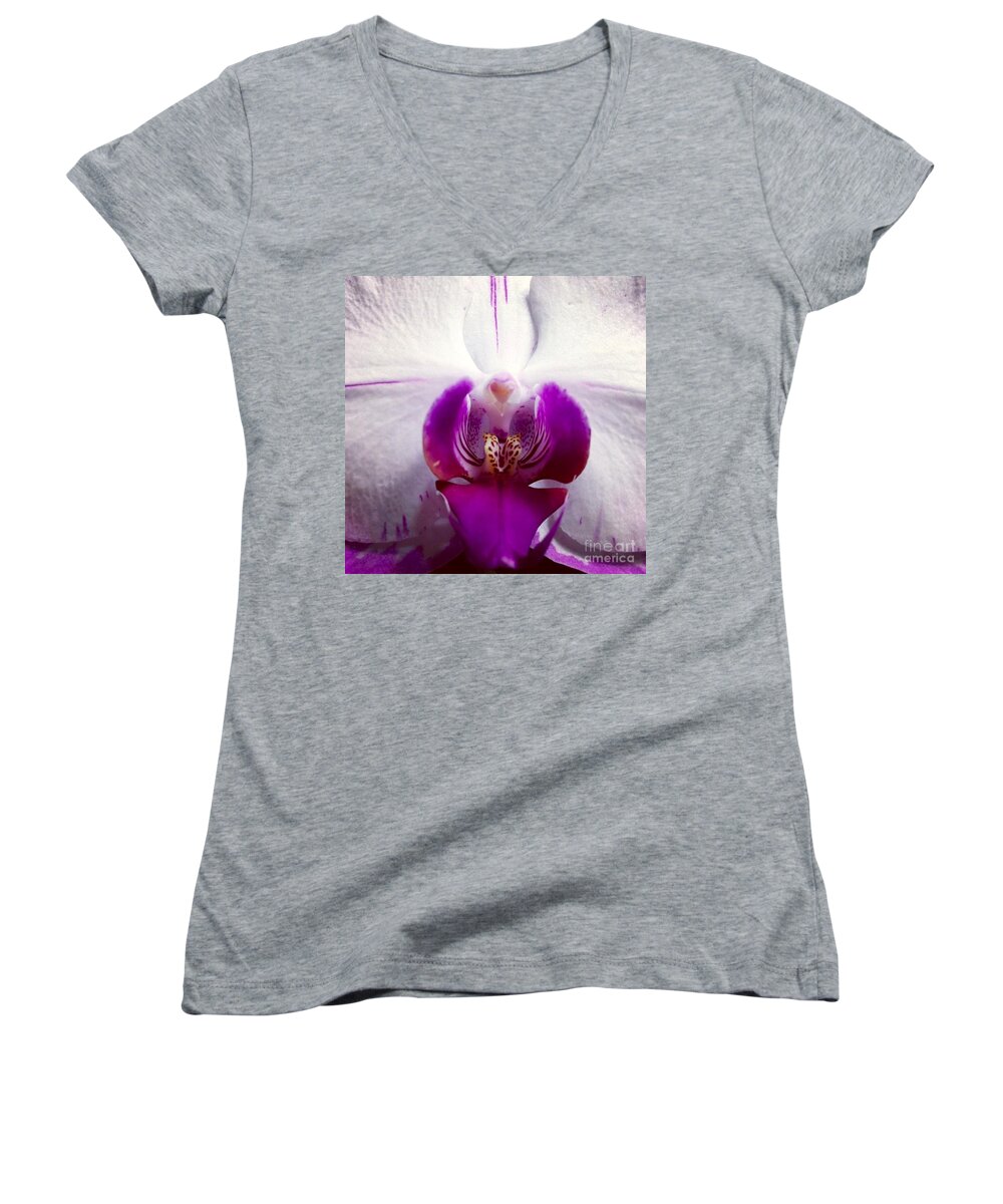 Orchid Women's V-Neck featuring the photograph Love by Denise Railey