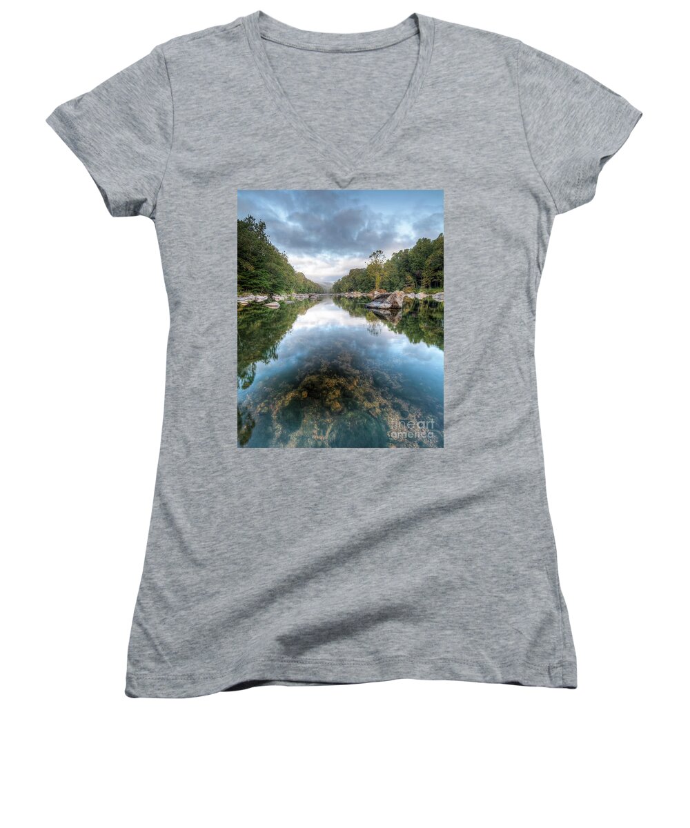 Farmington River Women's V-Neck featuring the photograph Dimensions by Tom Cameron