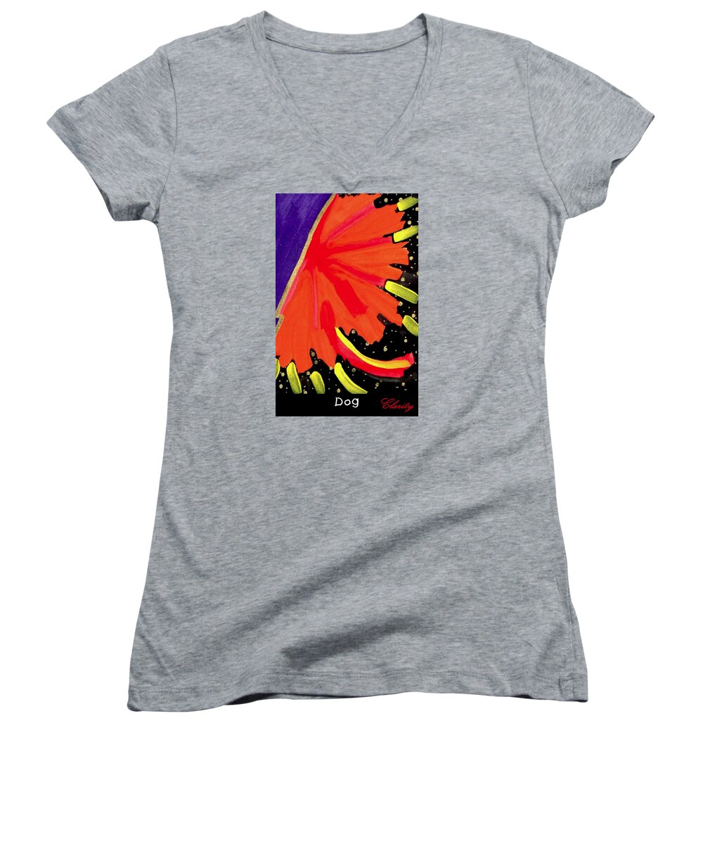 Dog Women's V-Neck featuring the painting Dog by Clarity Artists