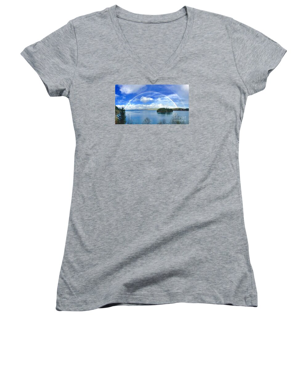 Photography Women's V-Neck featuring the photograph Double Rainbow by Sean Griffin
