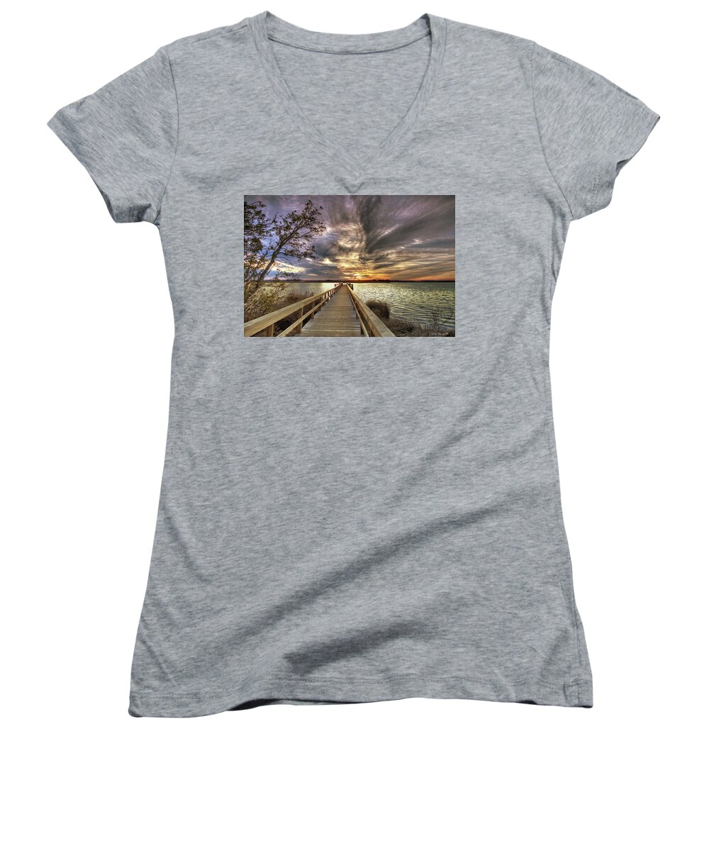  Women's V-Neck featuring the photograph Down By The River by Phil Mancuso