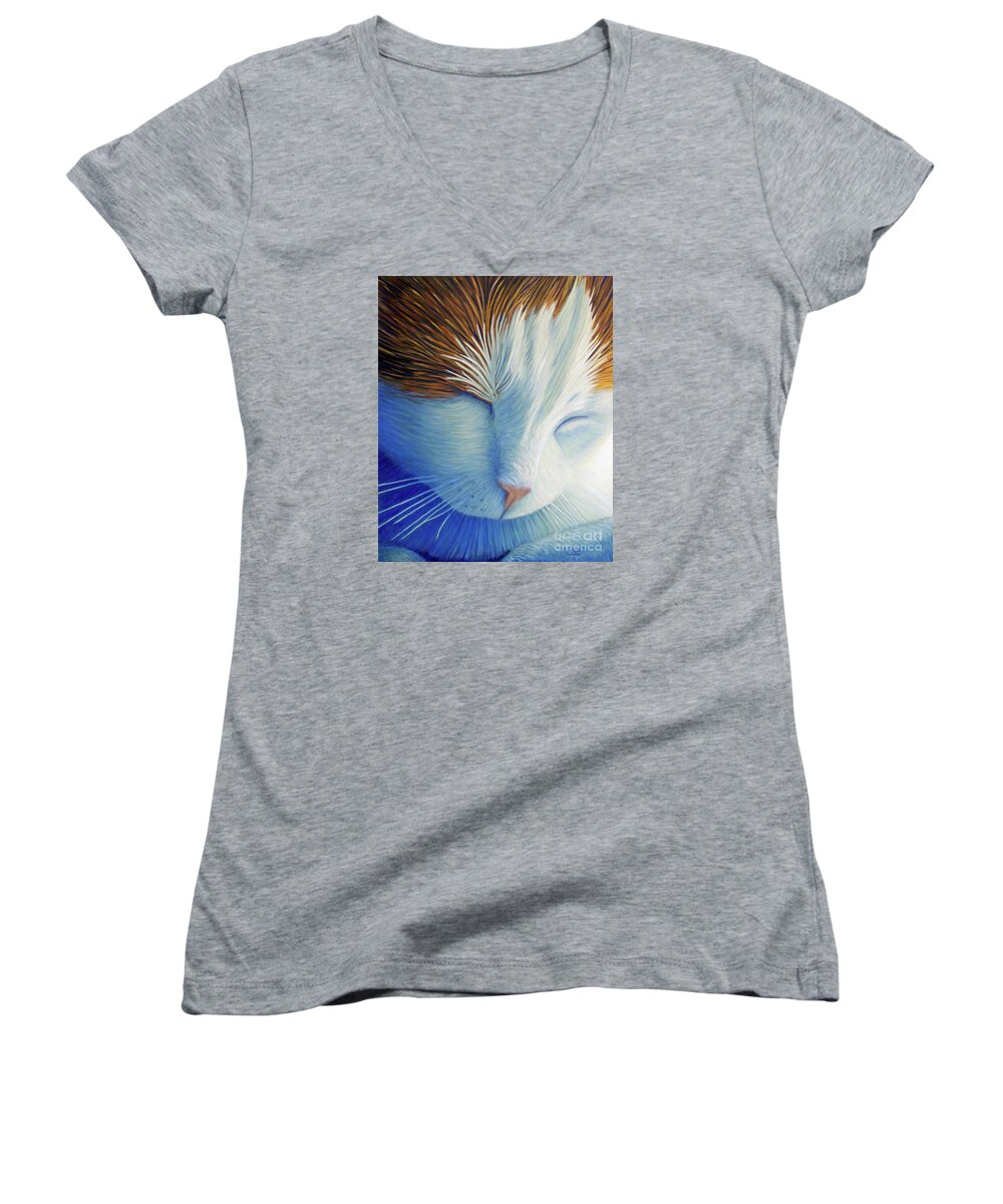 Cat Women's V-Neck featuring the painting Dream Within A Dream by Brian Commerford