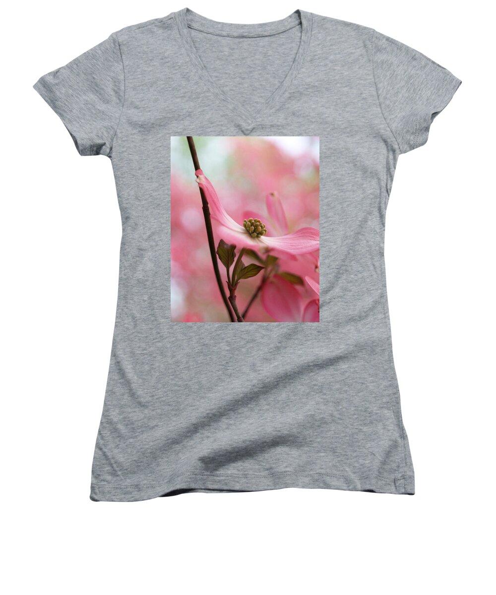 Flowers Women's V-Neck featuring the photograph Dreamy Pink Blossoms by Dorothy Lee