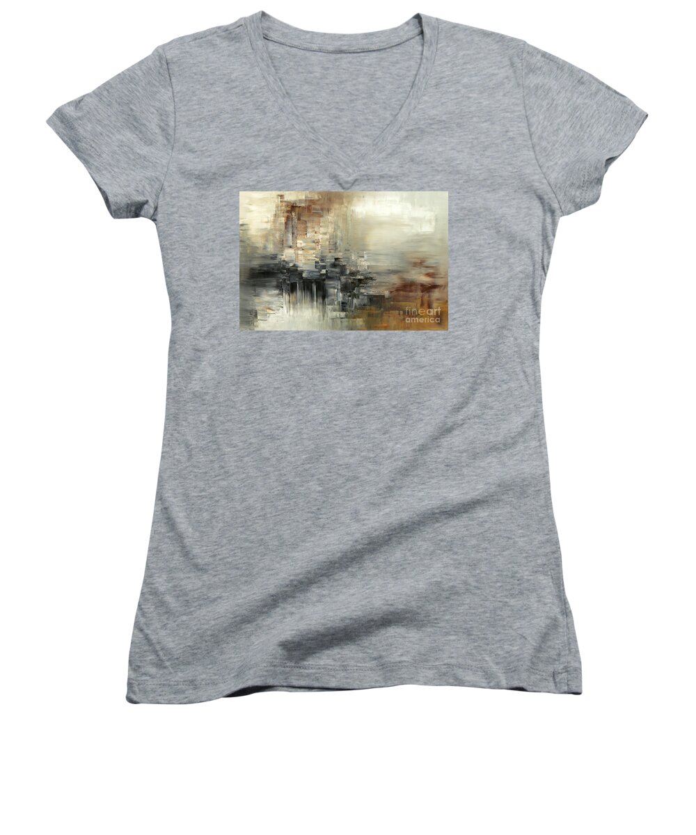 Abstract Women's V-Neck featuring the painting Drowsy Murmers by Tatiana Iliina