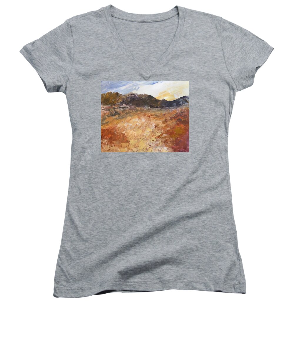  Women's V-Neck featuring the painting Dry River by Norma Duch