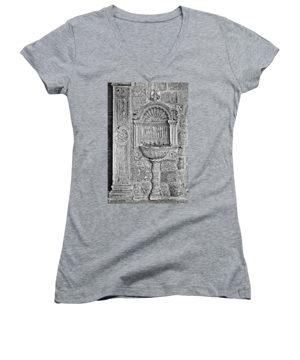 Franciscan Monastery Women's V-Neck featuring the photograph Dubrovnik Wall Art - Black and White by Stuart Litoff