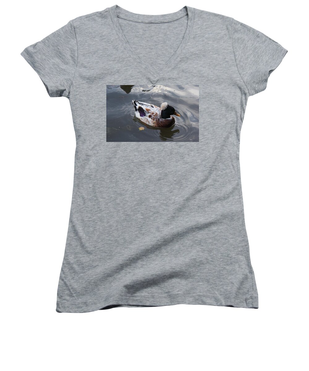 Duck Women's V-Neck featuring the photograph Duck by Julia Woodman
