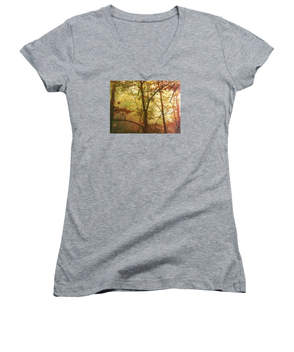 Early Morning Mist Women's V-Neck featuring the photograph Early Morning Mist by Bellesouth Studio