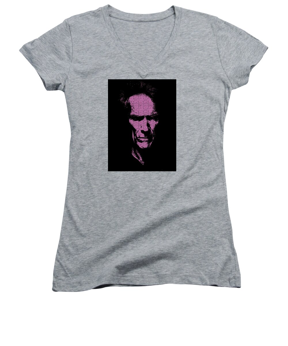 Clint Eastwood Women's V-Neck featuring the photograph Eastwood 2 by Emme Pons