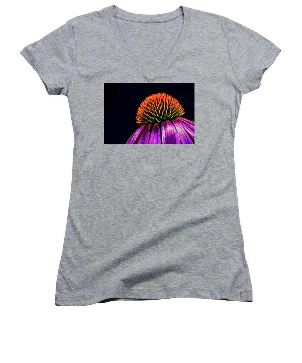 Echinacea Women's V-Neck featuring the photograph Echinacea by Ivan Slosar