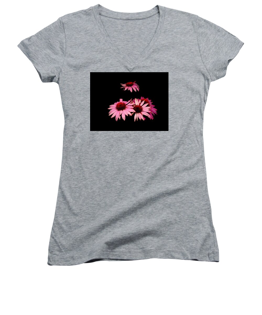 Echinacea Women's V-Neck featuring the photograph Echinacea pop by Susan Baker