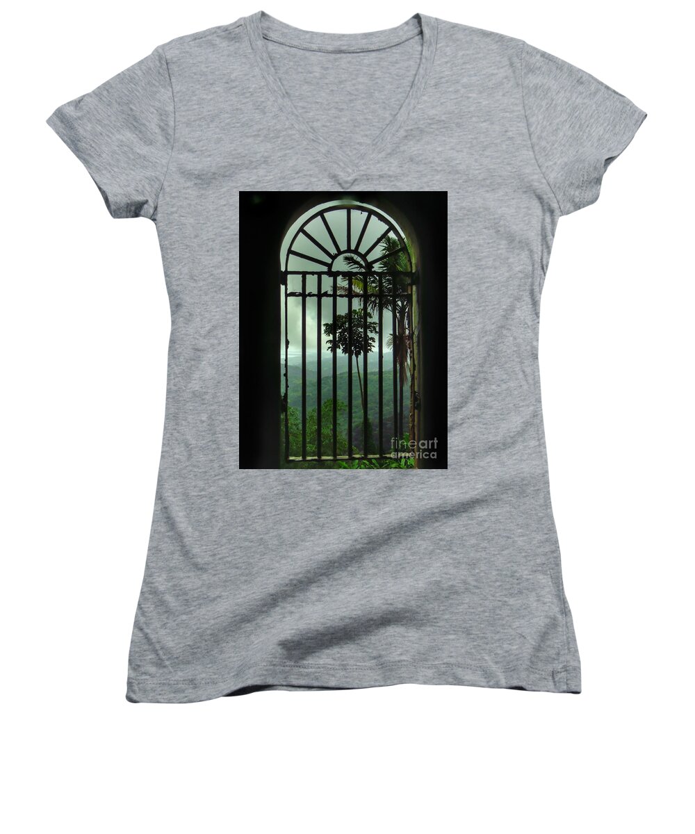 El Yunque Women's V-Neck featuring the photograph El Yunque View from the Tower by Rrrose Pix