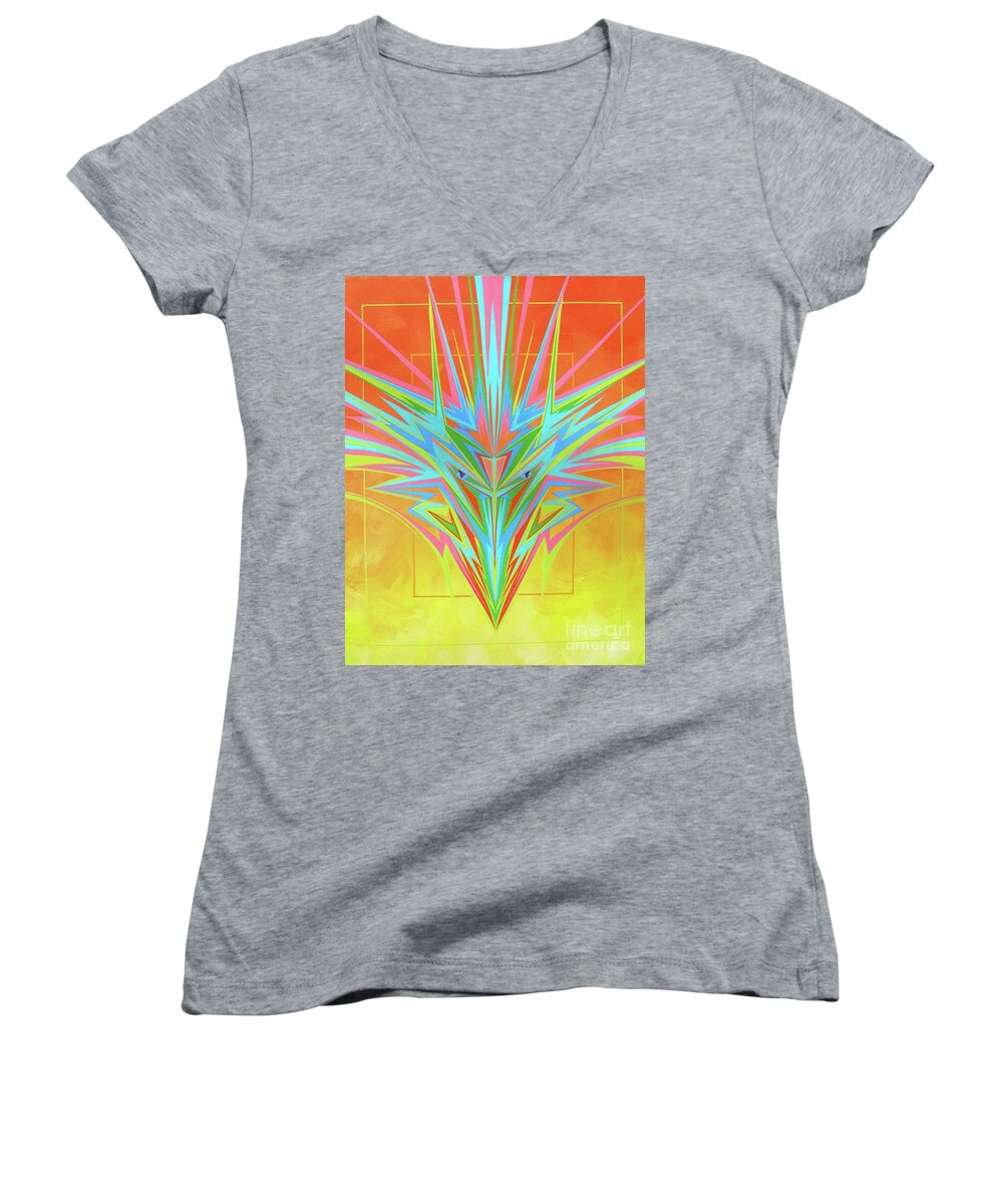 Hot Rods Women's V-Neck featuring the painting Electric Personality by Alan Johnson