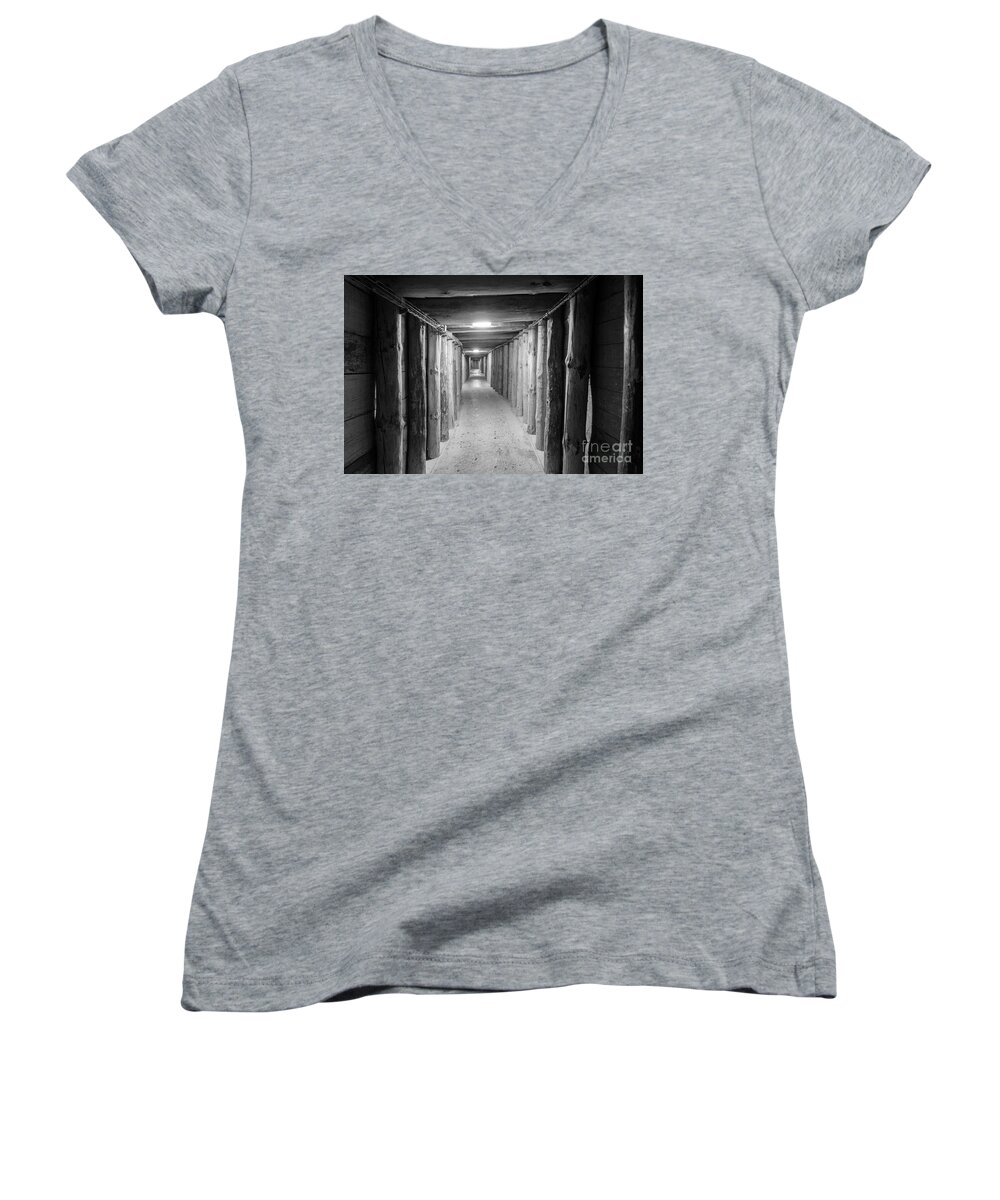 Ancient Women's V-Neck featuring the photograph Empty Corridor by Juli Scalzi
