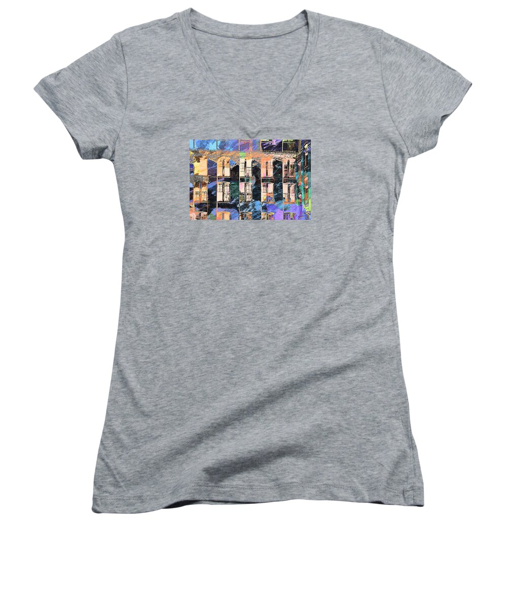 Walls Women's V-Neck featuring the photograph Empty windows by Ricardo Dominguez