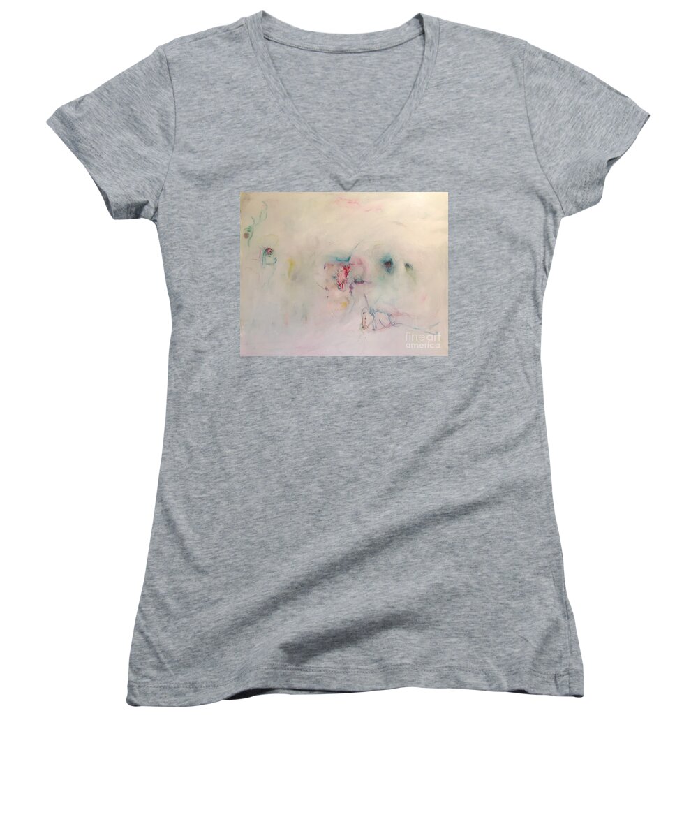 Abstract Women's V-Neck featuring the painting Enter by Jeff Barrett