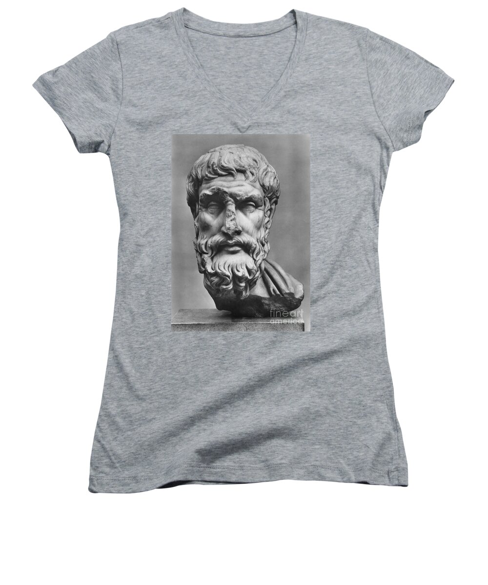 3rd Century B.c Women's V-Neck featuring the photograph Epicurus (342?-270 B.c.) by Granger