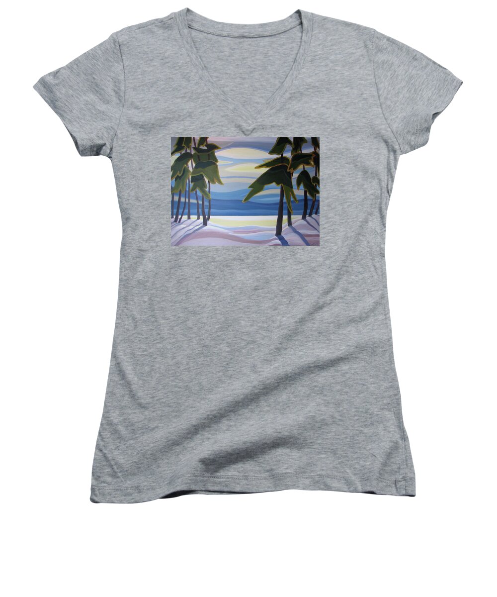 Group Of Seven Women's V-Neck featuring the painting Ethereal by Barbel Smith