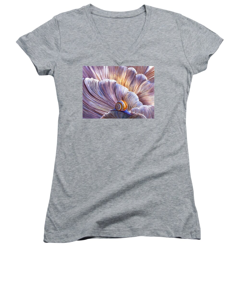 Mushroom Women's V-Neck featuring the painting Etherial by Catherine G McElroy