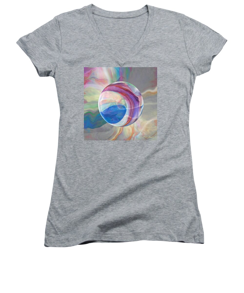 Ethereal Women's V-Neck featuring the painting Ethereal World by Robin Moline