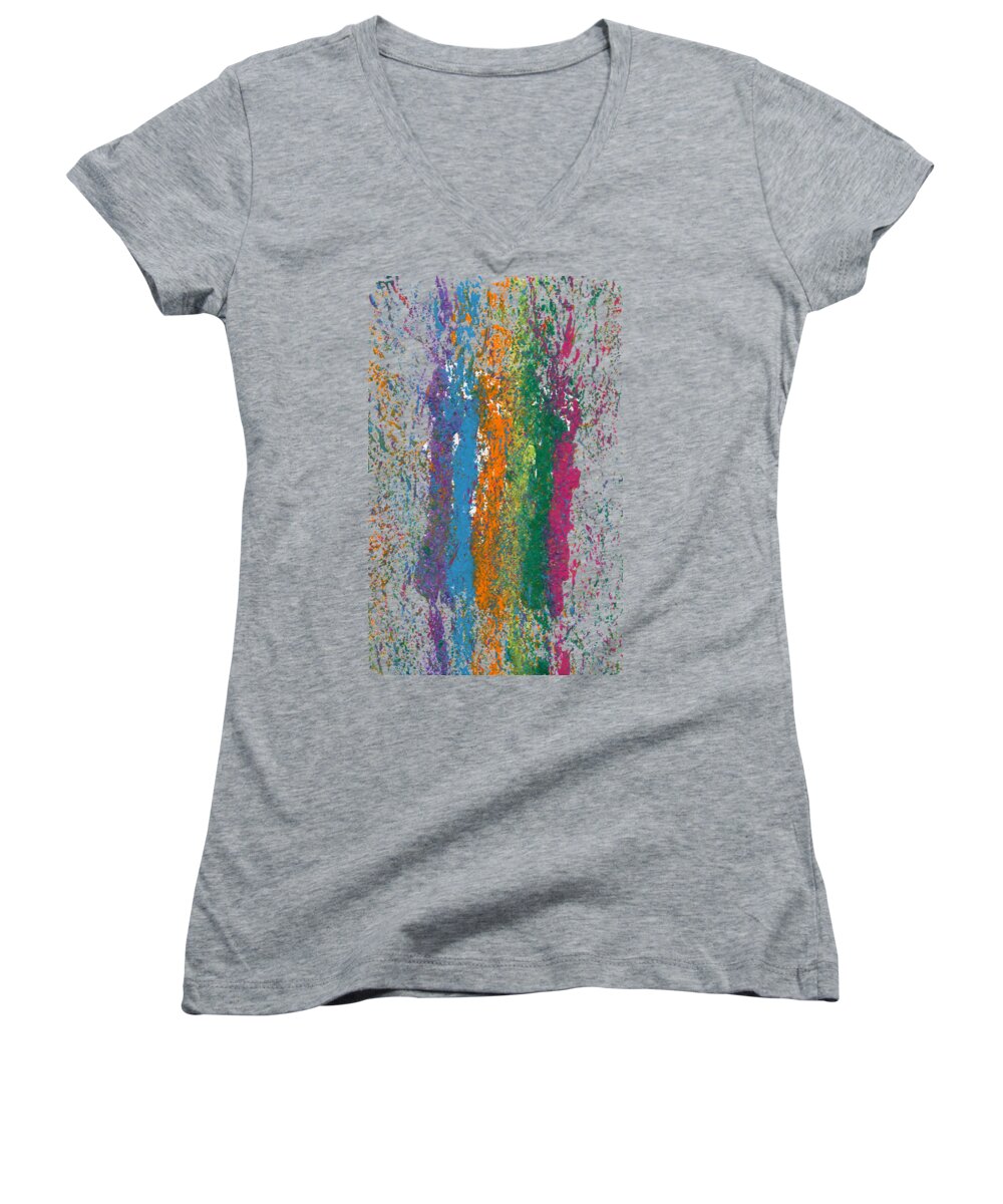 Lori Kingston Women's V-Neck featuring the painting Exclamations 2 by Lori Kingston