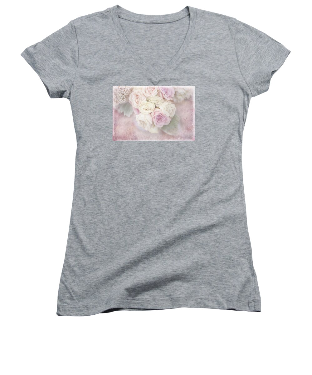 Roses Women's V-Neck featuring the photograph Faded Memories by Jill Love