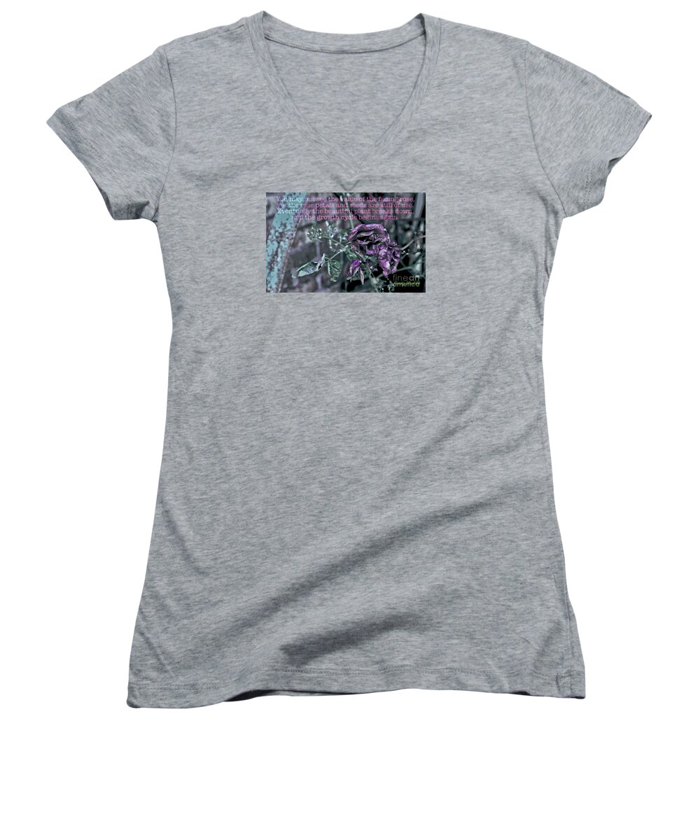 Rose Women's V-Neck featuring the photograph Fading Rose by Sandy Moulder