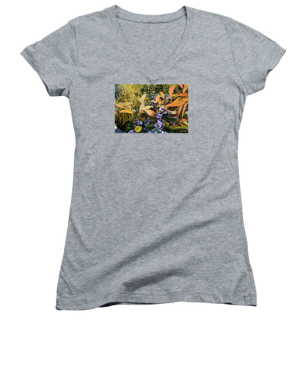 Flower Women's V-Neck featuring the photograph Fall Color Soup by Deborah Crew-Johnson
