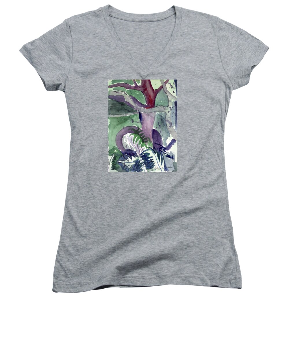  Women's V-Neck featuring the painting Fern by Kathleen Barnes