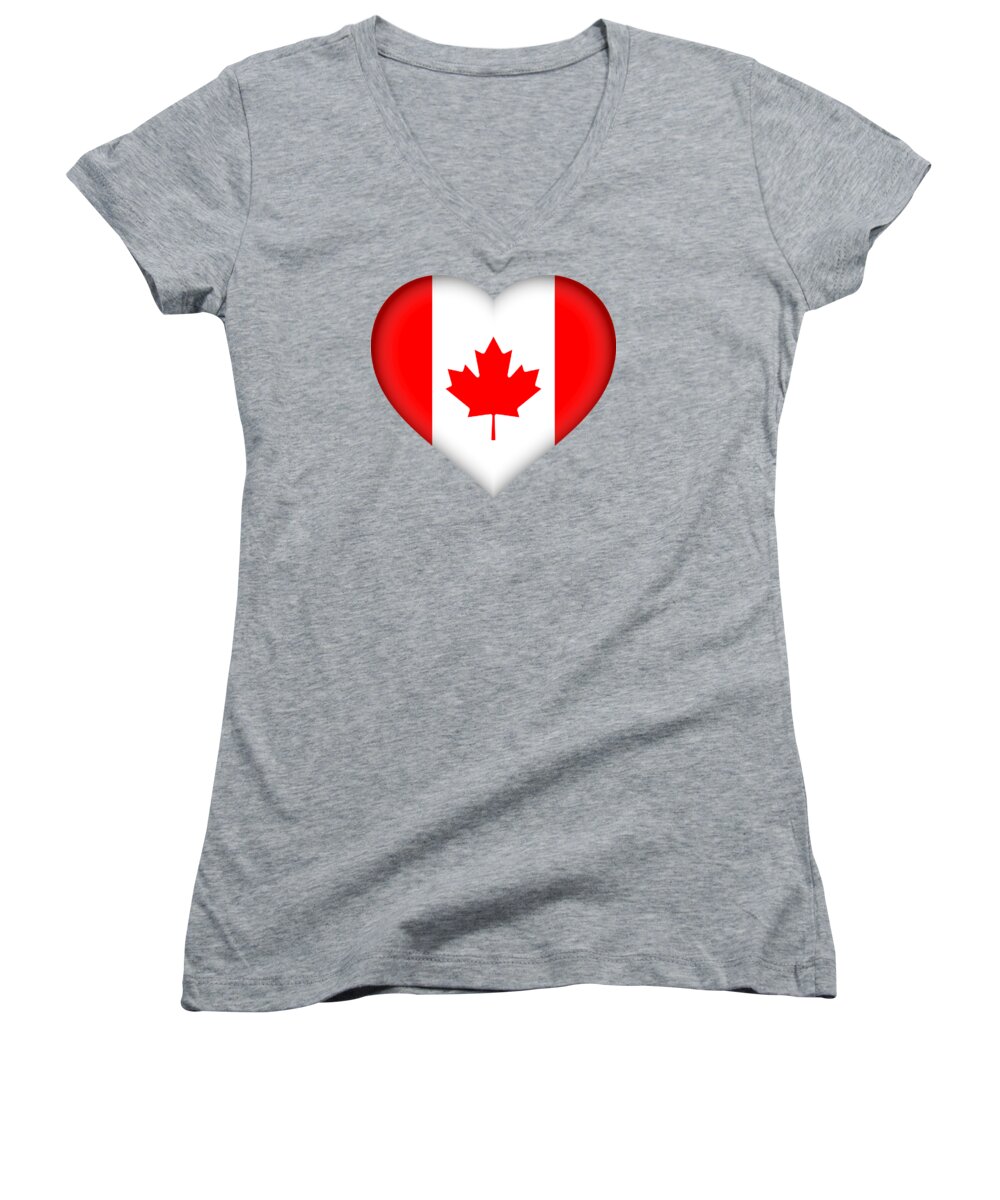 Canada Women's V-Neck featuring the digital art Flag Of Canada Heart by Roy Pedersen