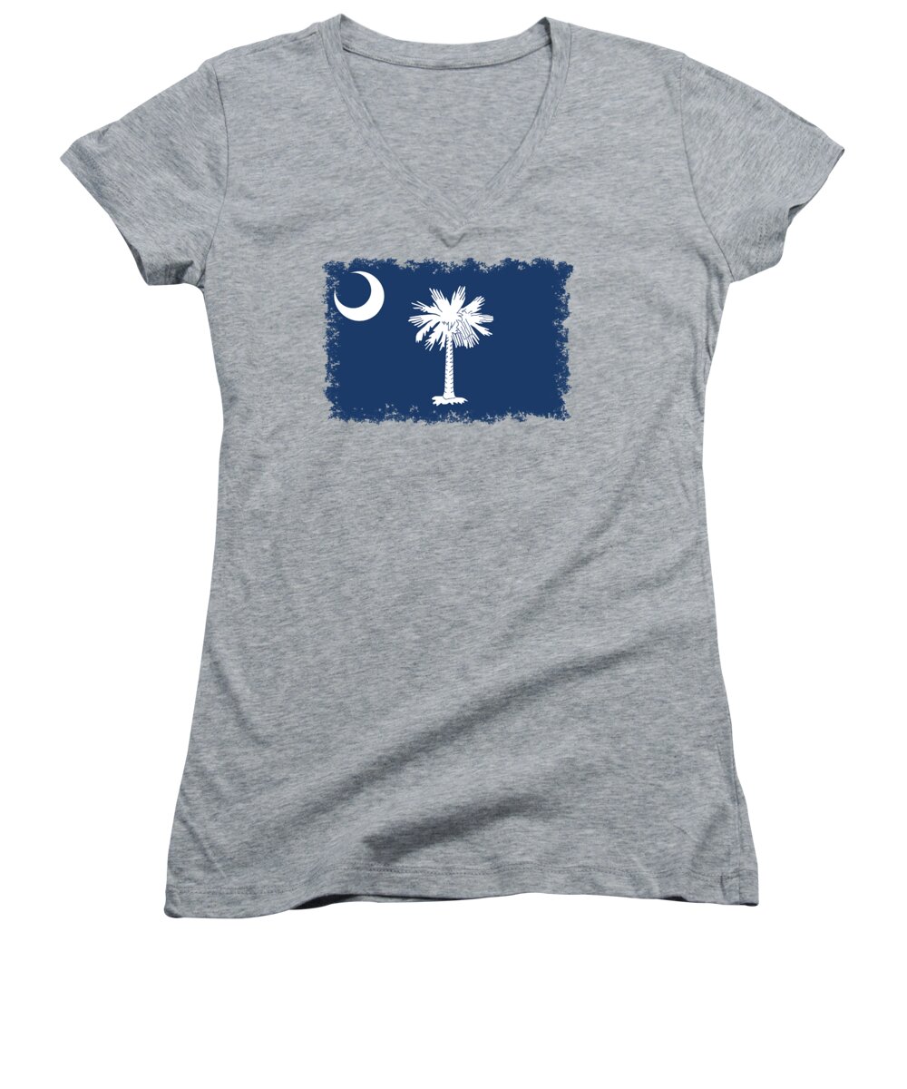 South Women's V-Neck featuring the digital art Flag of South Carolina by Sterling Gold