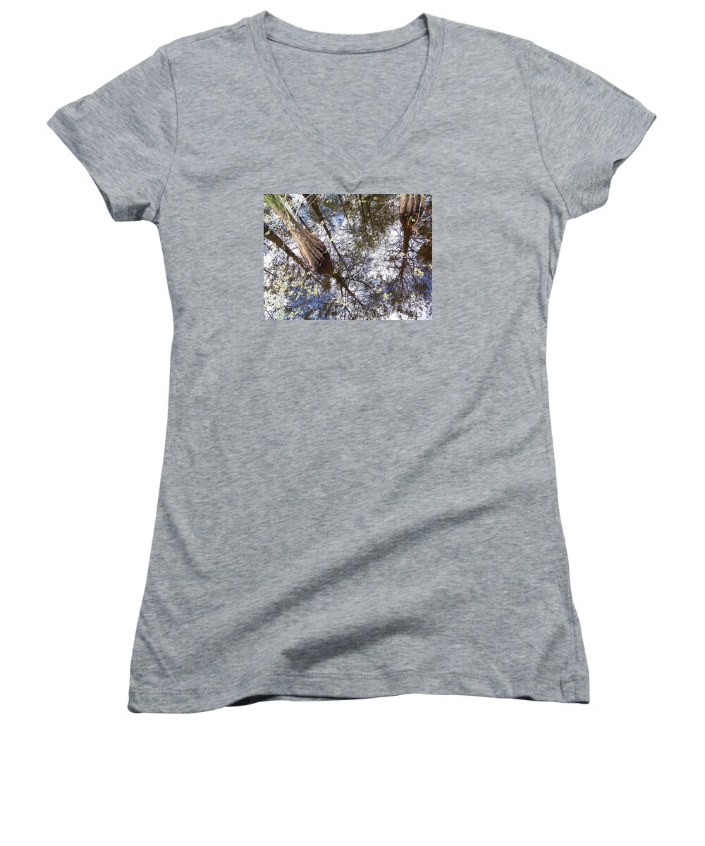 Trees Women's V-Neck featuring the photograph Florida Old Swamp by Florene Welebny