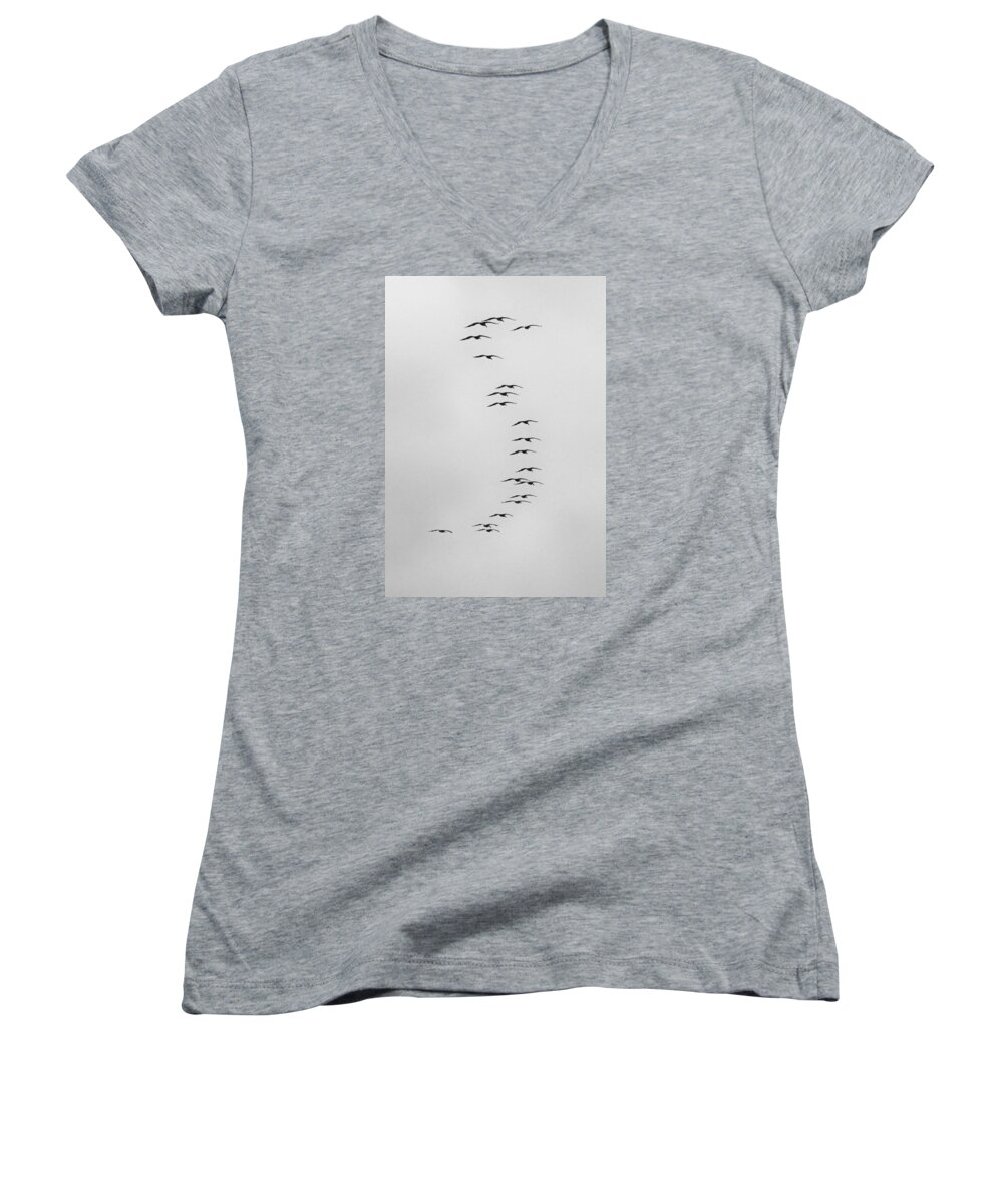 Air Women's V-Neck featuring the photograph Flow of the Pelican by Michael Hope