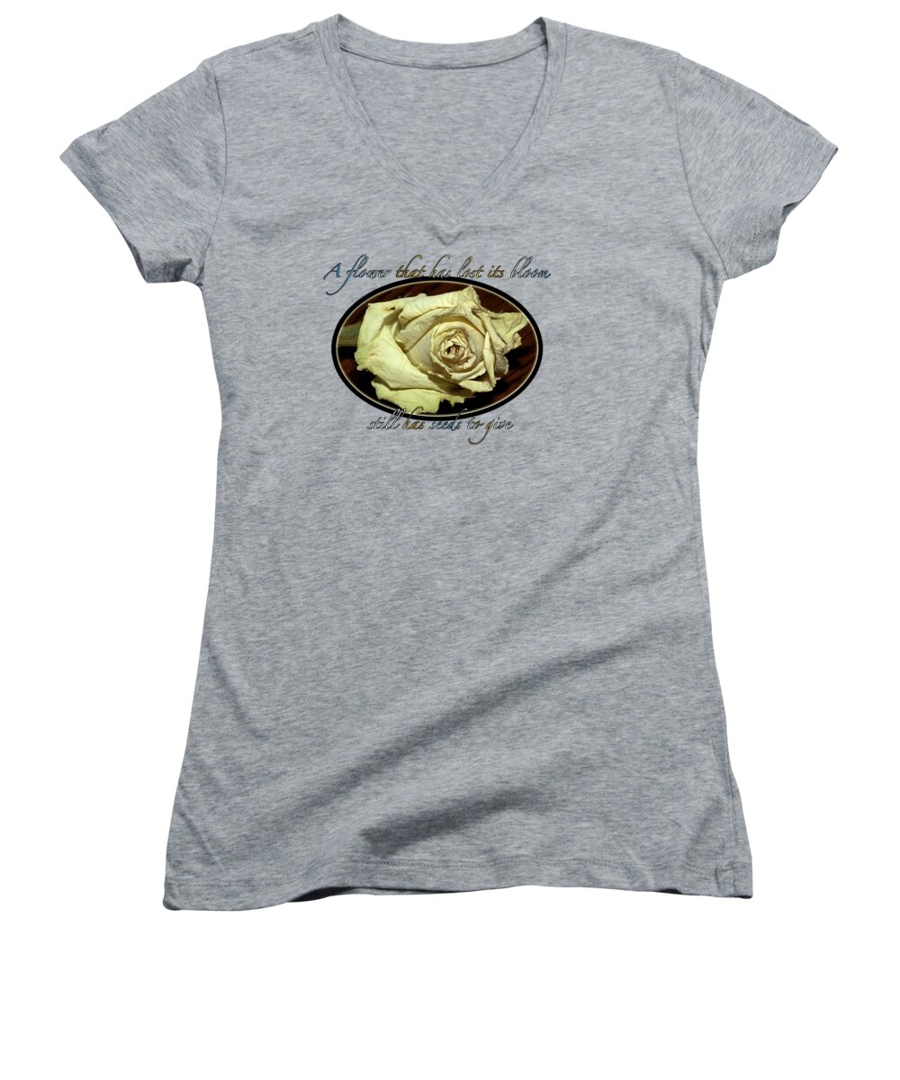 Rose Women's V-Neck featuring the photograph Flower Wisdom by Phyllis Denton
