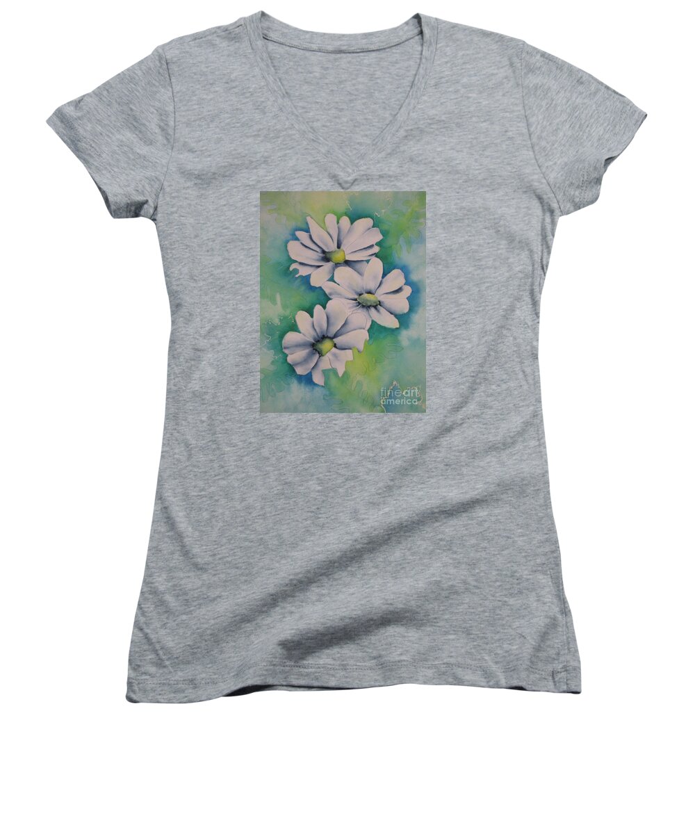 Fine Art Painting Women's V-Neck featuring the painting Flowers for You by Chrisann Ellis