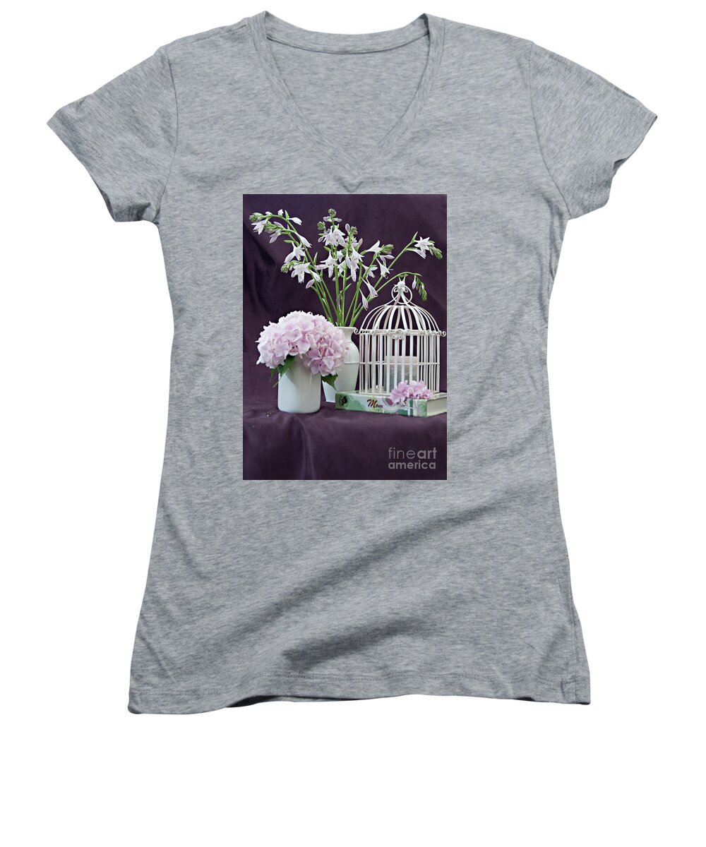 Flowers Women's V-Neck featuring the photograph Flowers from the Garden by Sherry Hallemeier