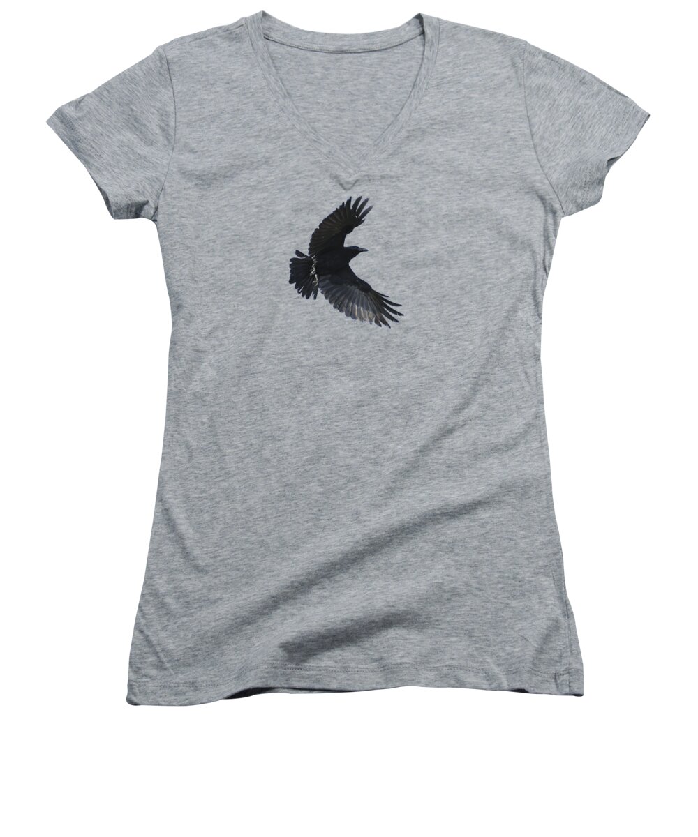 Crow Women's V-Neck featuring the photograph Flying Crow by Bradford Martin
