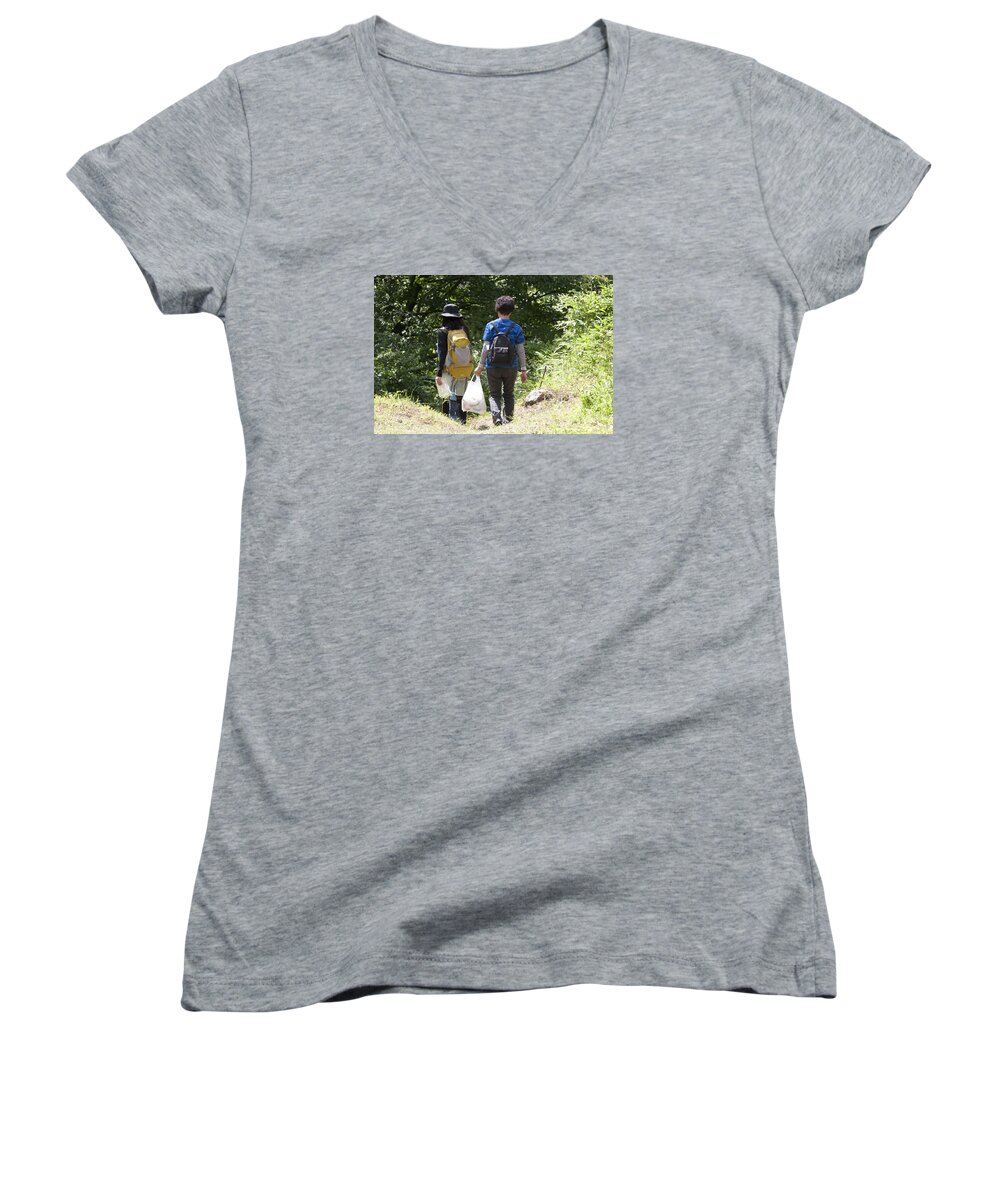 Family Women's V-Neck featuring the photograph Follow Me 3 by Masami Iida