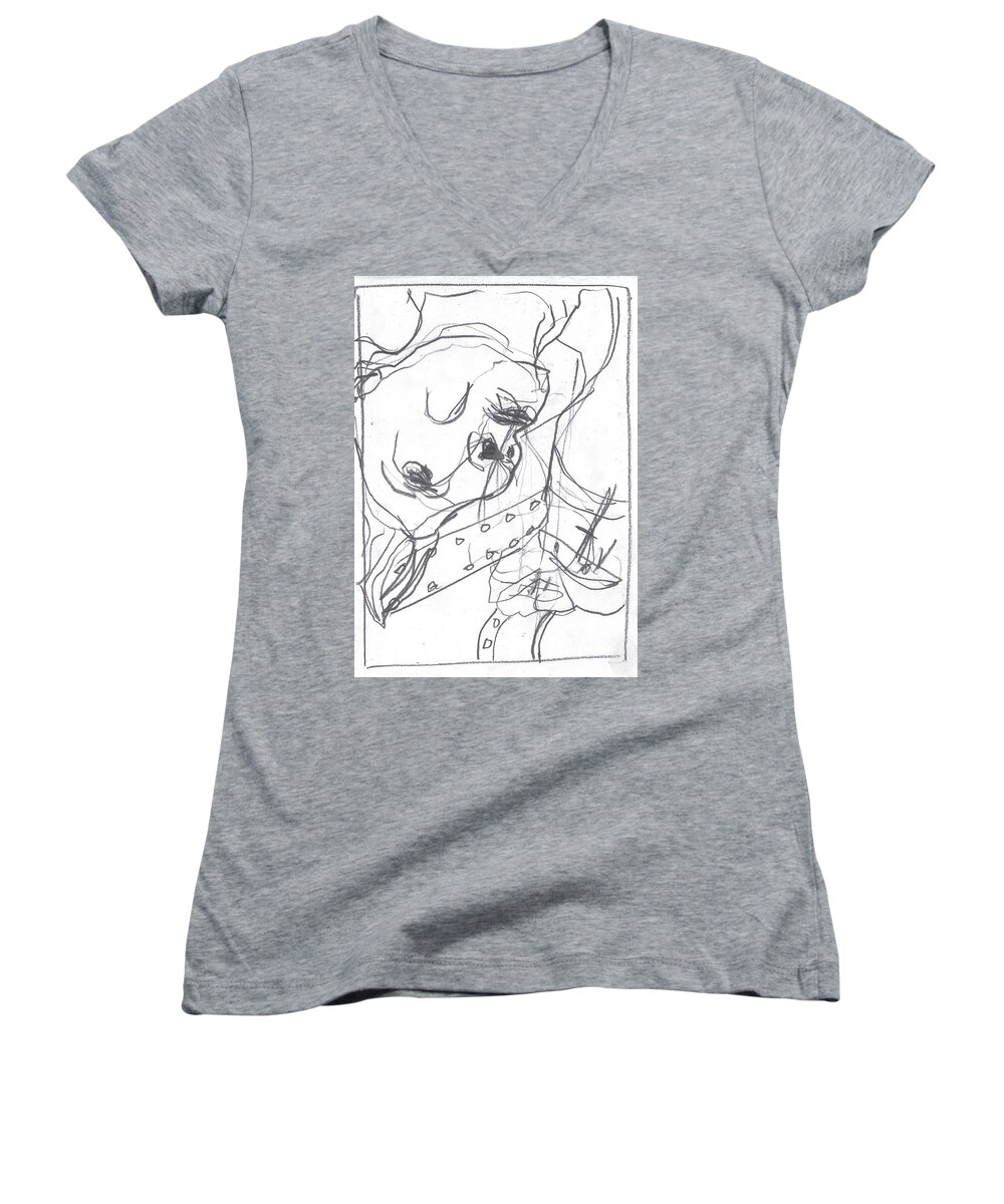 Sketch Women's V-Neck featuring the drawing For b story 4 4 by Edgeworth Johnstone