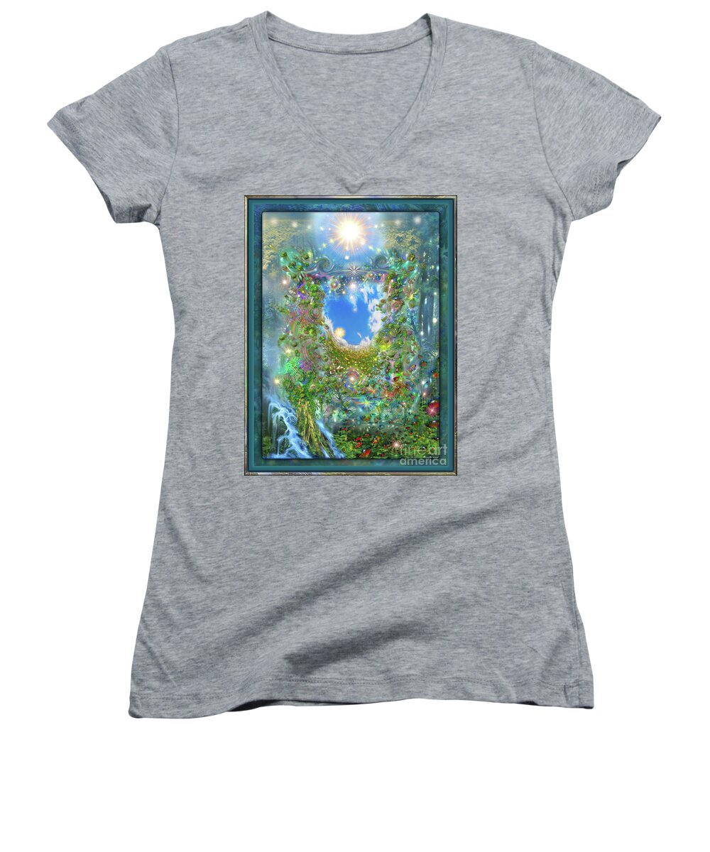 Forest Women's V-Neck featuring the digital art Forest Force by Leonard Rubins