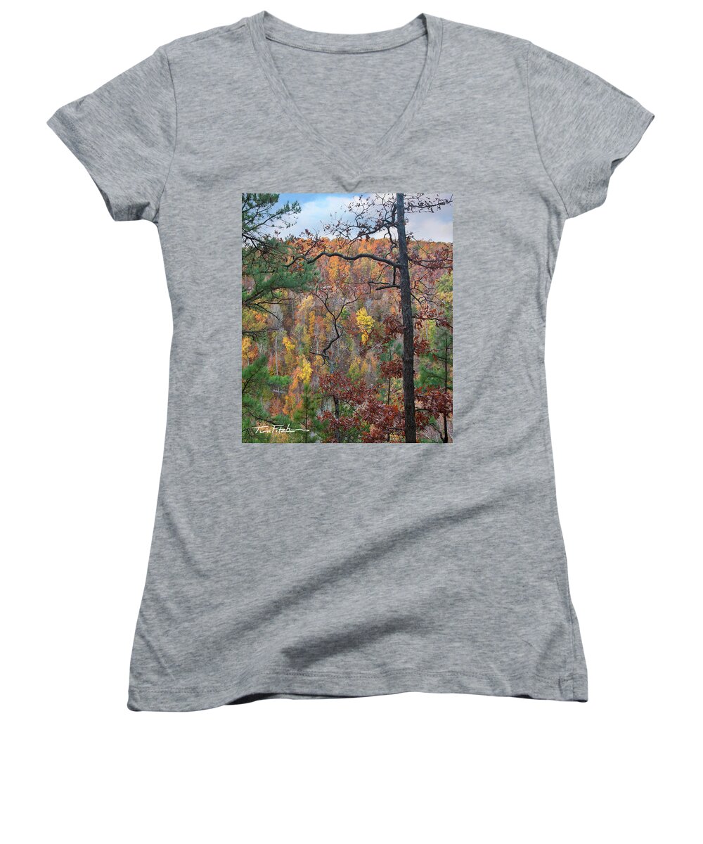 Autumn Women's V-Neck featuring the photograph Forest by Tim Fitzharris