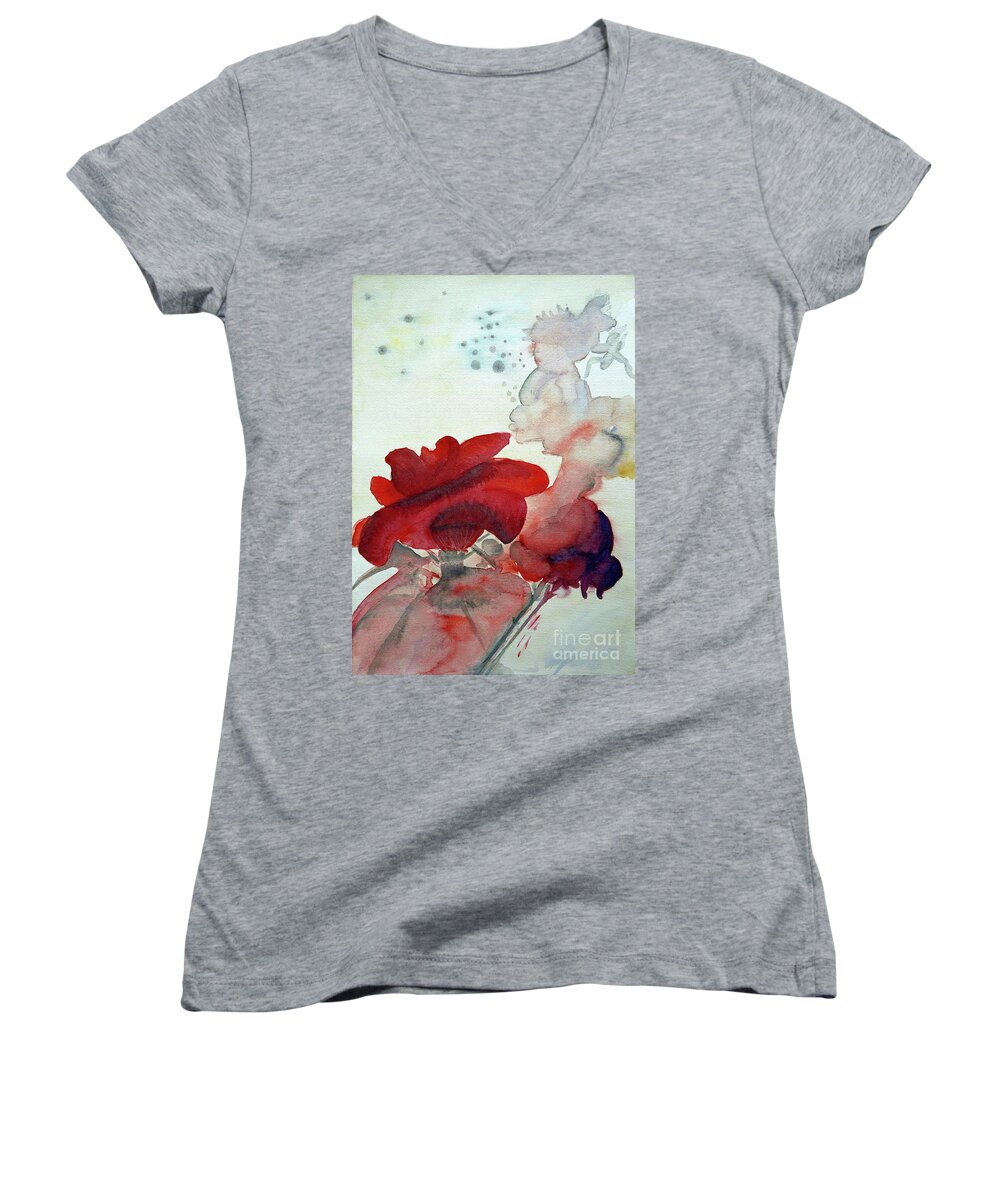 Abstract Women's V-Neck featuring the painting Forever by Jasna Dragun