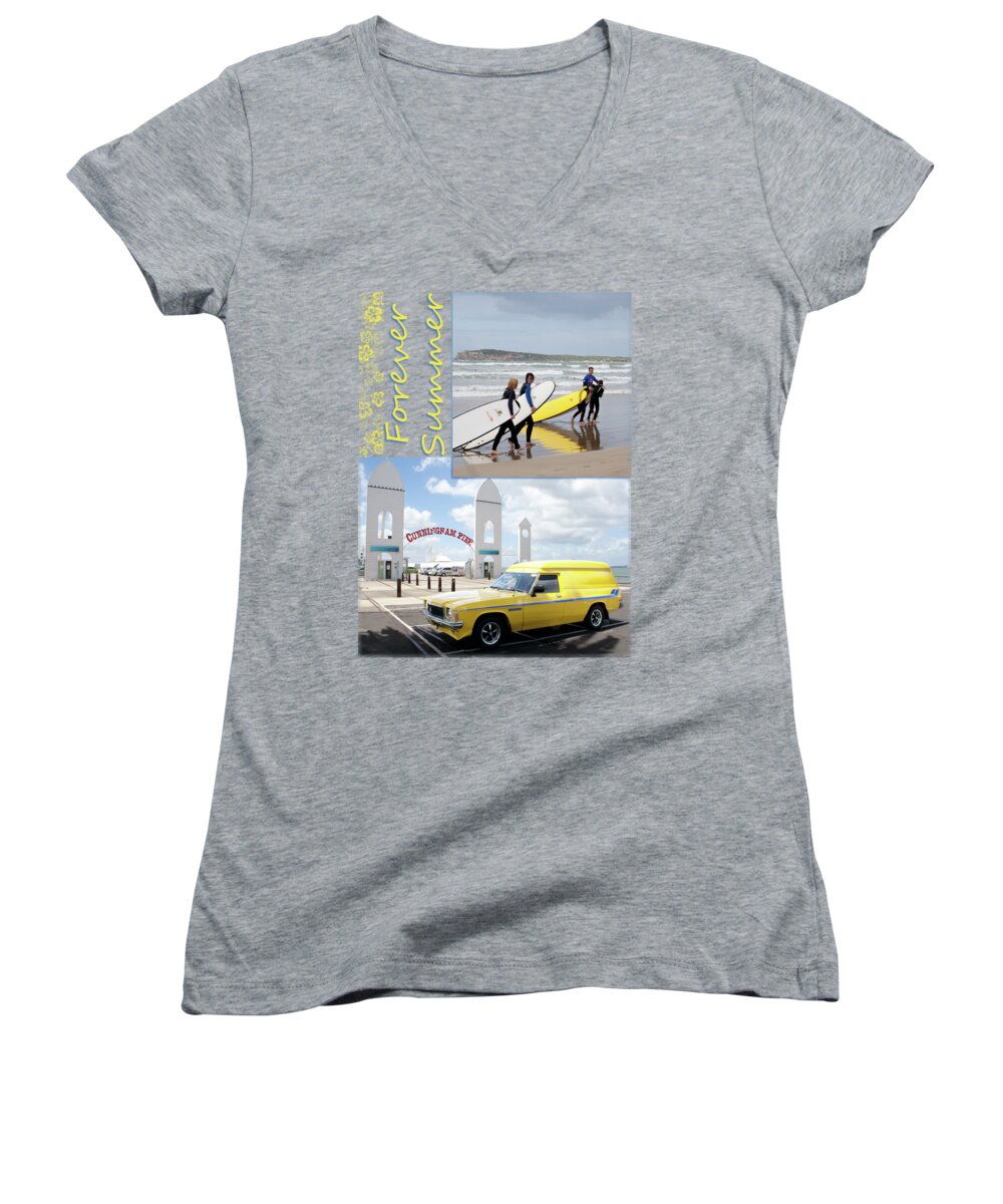 Beach Women's V-Neck featuring the photograph Forever Summer 6 by Linda Lees