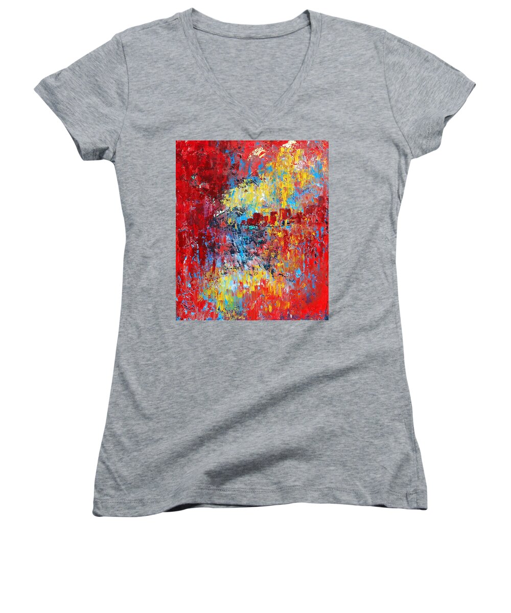 Abstract Women's V-Neck featuring the painting Forgotten by Emily Page