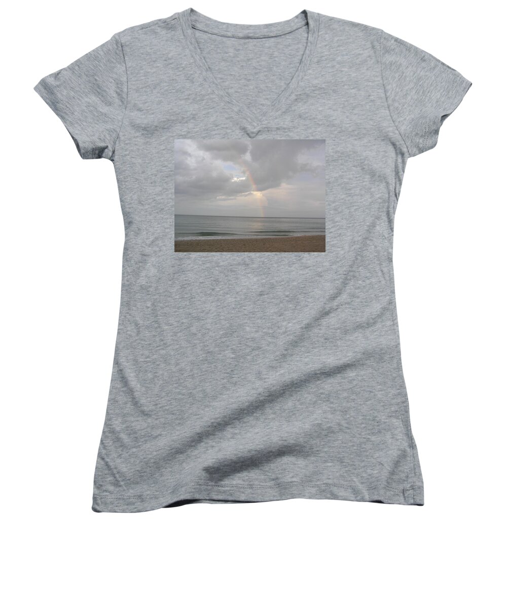 Beach Women's V-Neck featuring the photograph Fort Lauderdale rainbow by Patricia Piffath