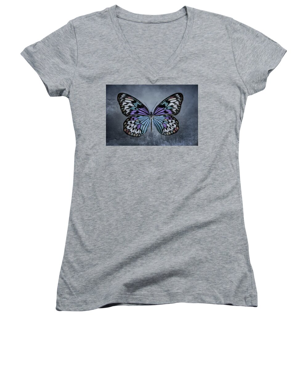 Butterfly Women's V-Neck featuring the photograph From Change To Beauty by Elvira Pinkhas